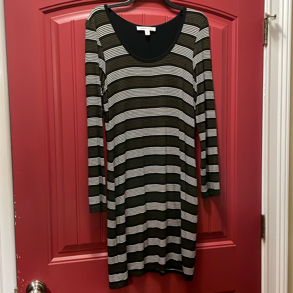 Black and Beige Long Sleeve Dress by Karen Kane
